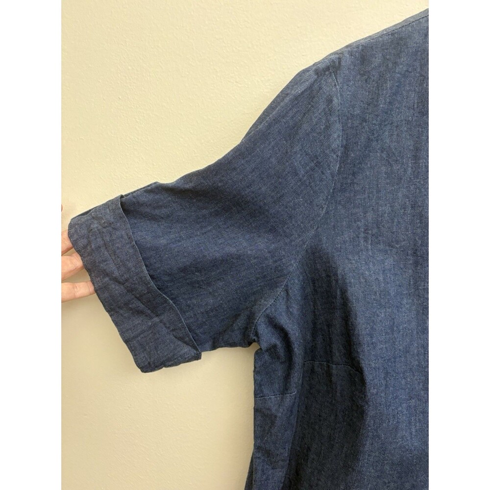 Anne Klein Shift Stretch Denim Blue 1/4 Zip Short Sleeve  Knee Length Dress 1XL - Picture 12 of 13
